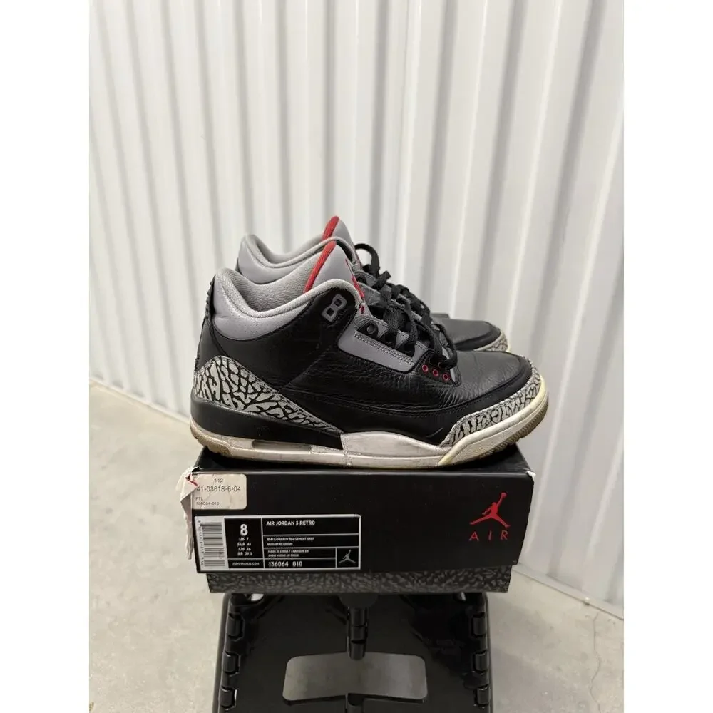 Nike Air Jordan 3 Cement Black Varsity 2011 Size 8 Men's - 136064-010
